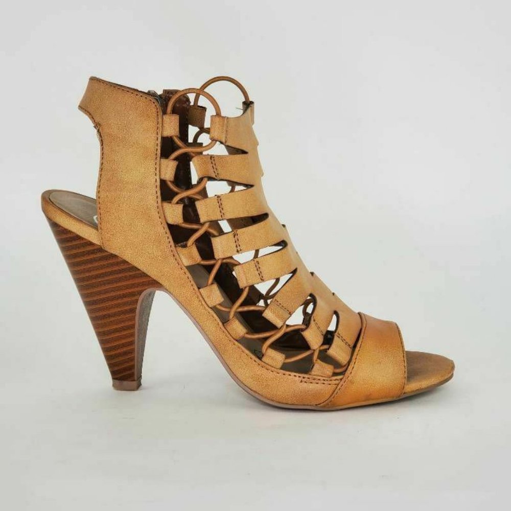 Delicious Shoes Caged Ankle Booties Side Zip 5